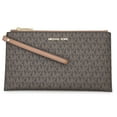 thumbnail image 1 of Michael Kors Women's Jet Set Travel Large Top Zip Logo Print Canvas Wristlet Pouch (Brown), 1 of 5