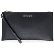 Michael Kors Womens Jet Set Travel Large Top Zip Pebbled Leather Wristlet Pouch Black