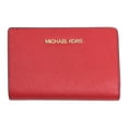 thumbnail image 1 of Michael Kors Women's Jet Set Travel Medium Bifold Saffiano Leather Snap Wallet (Bright Red), 1 of 6