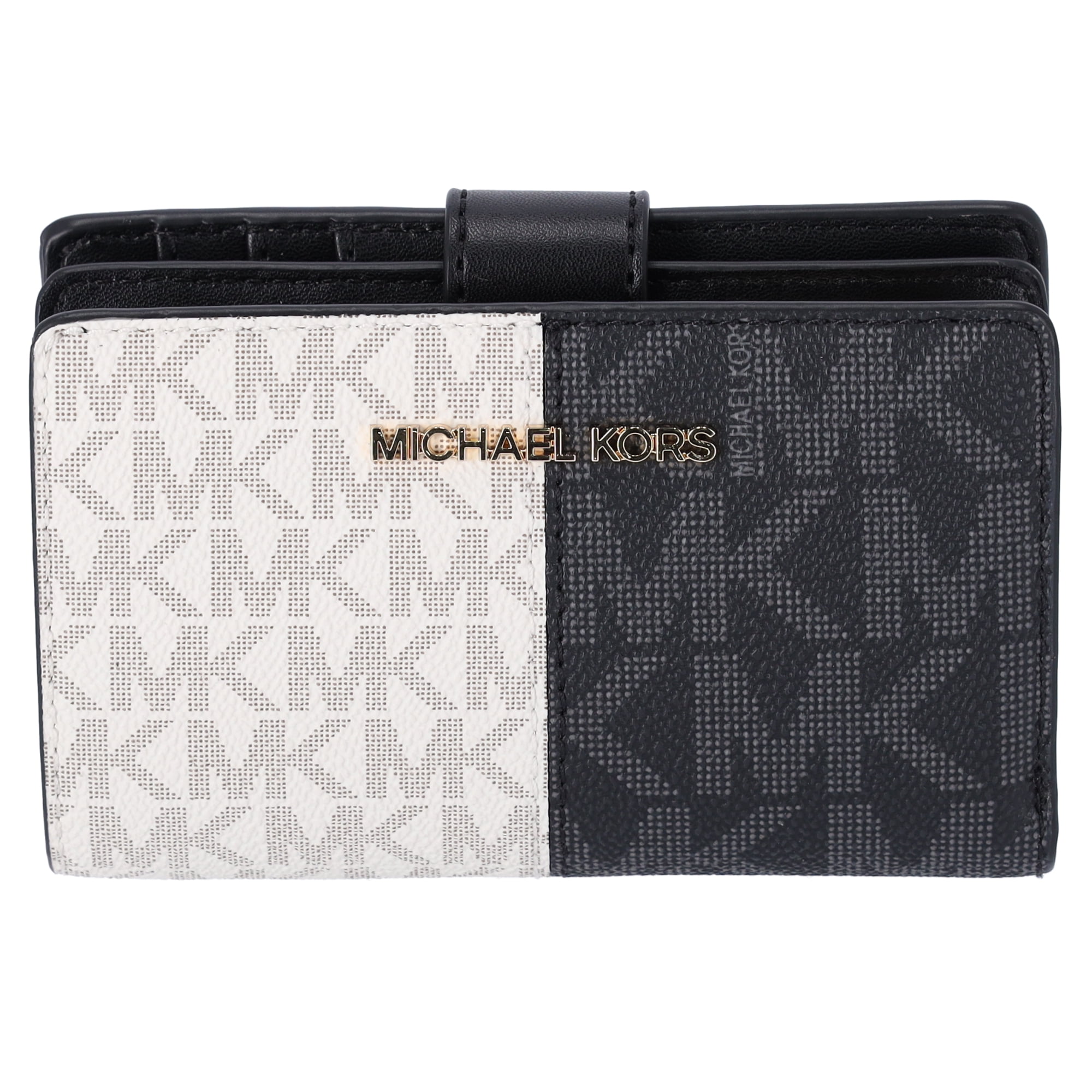 Michael Kors Black x Grey Monogram MK on sale Jetset Chain Wallet Wristlet Pochette 3MK1