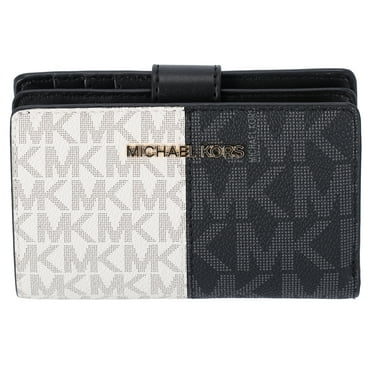 Michael Kors Women's Jet Set Travel Medium Bifold Two-Tone Logo Snap Wallet (Black Multi)