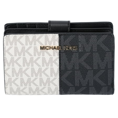 Michael Kors Women's Jet Set Travel Medium Bifold Two-Tone Logo Snap Wallet (Black Multi)