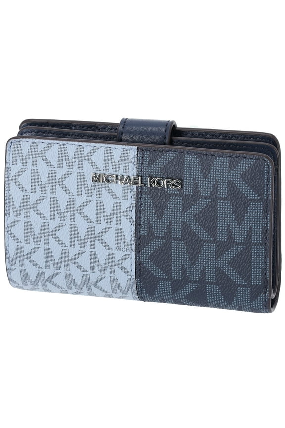 Women's Jet Set Travel Medium Bifold Two-Tone Logo Snap Wallet (Navy Multi)
