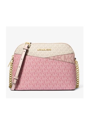 Women's Jet Set Travel Medium Color-Block Signature Logo Crossbody Bag (Powder Blush Multi) 35S5GTVC6B-424