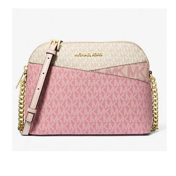 Michael Kors Women's Jet Set Travel Medium Color-Block Signature Logo Crossbody Bag (Powder Blush Multi) 35S5GTVC6B-424