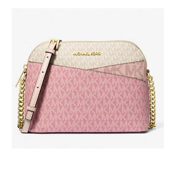 Michael Kors Women's Jet Set Travel Medium Color-Block Signature Logo Crossbody Bag (Powder Blush Multi) 35S5GTVC6B-424