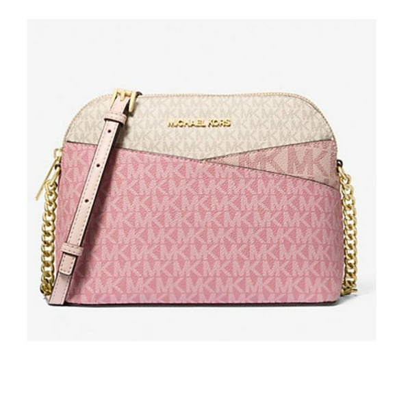 Michael Kors Women's Jet Set Travel Medium Color-Block Signature Logo Crossbody Bag (Powder Blush Multi) 35S5GTVC6B-424