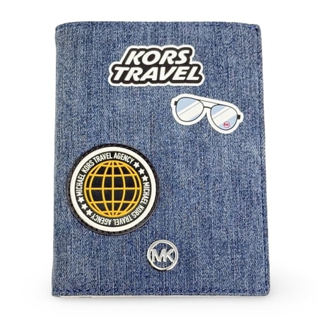 Michael Kors Women's Jet Set Travel Medium Embellished Denim Passport Case (Denim)