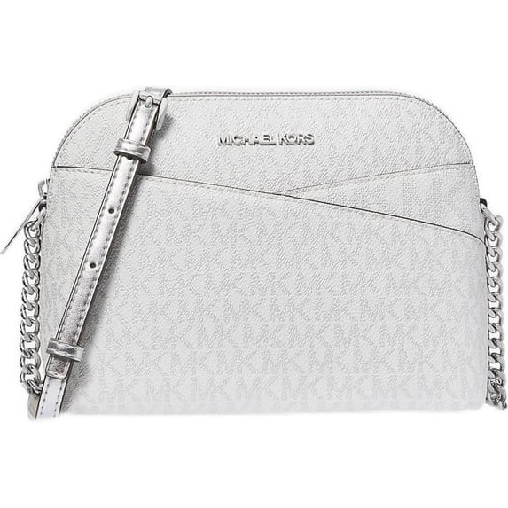 Michael Kors Women's Jet Set Travel Medium Signature Logo Dome Crossbody Bag 35F4STVC6V-sil