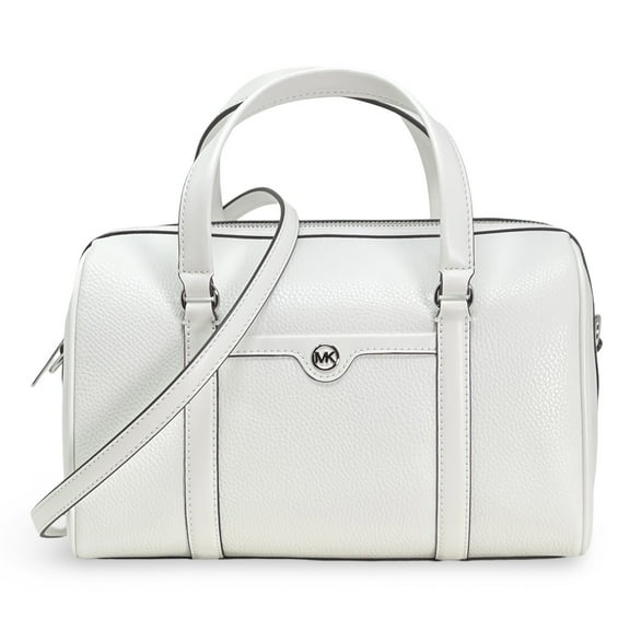 Michael Kors Women's Jet Set Travel Medium Top Zip Duffle Satchel (Optic White)