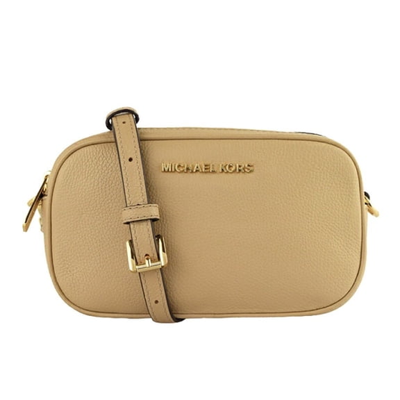 Michael Kors Women's Jet Set Travel Small Double Zip Crossbody in Pebbled Leather (Bisque)