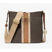 Michael Kors Women's Jet Set Travel Small Signature Logo Top Zip Messenger Crossbody Bag (Brown)