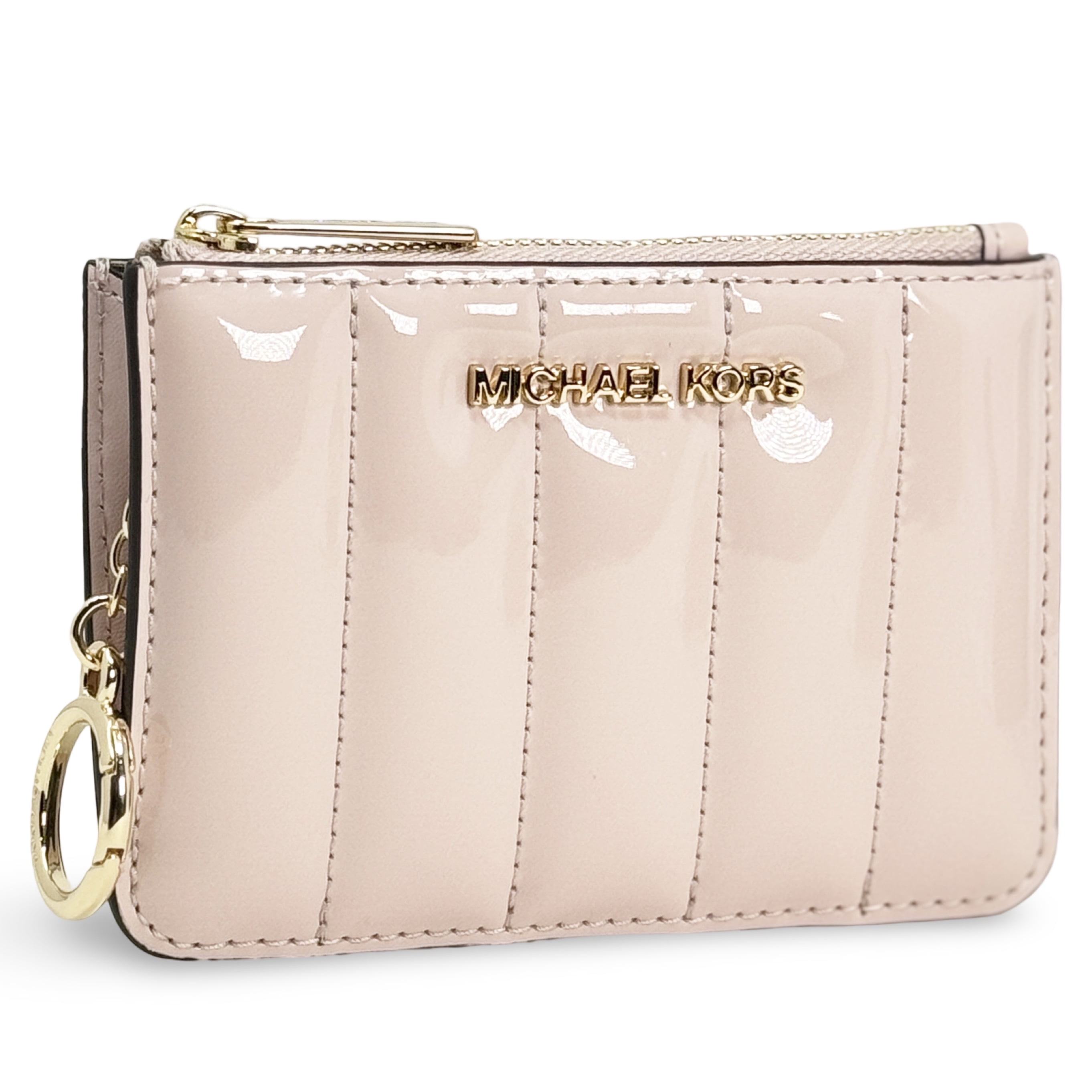 MICHAEL KORS Women's Jet Set Travel Small Top Zip Coin Pouch in Faux Patent Leather (Powder Blush)