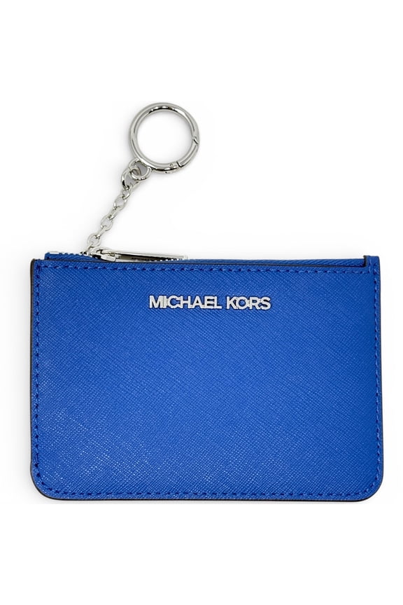 Womens Jet Set Travel Small Top Zip Coin Pouch with ID (Blue)