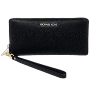 Michael Kors Womens Jet Set Travel Zip Around Continental Wallet Black Gold