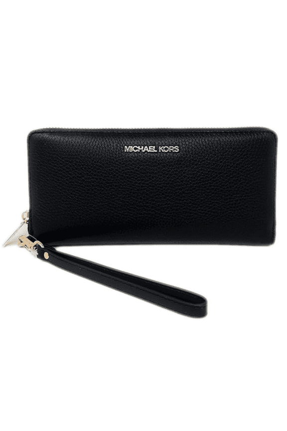 Women's Jet Set Travel Zip Around Continental Wallet Black Gold