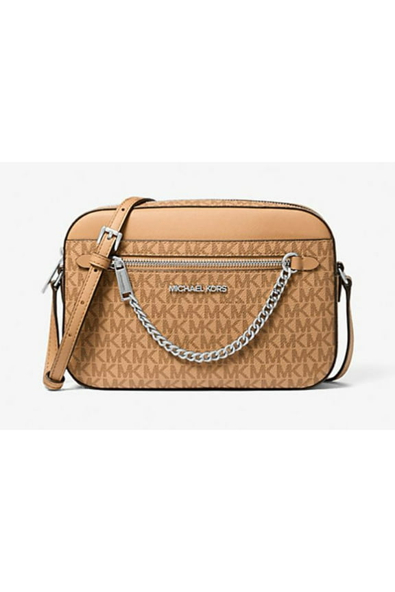 Women's Jet Set Women Large Logo Zip Chain Crossbody Bag+ Coin Pouch (Peanut) 35R5STTC9B-Peanut