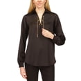 thumbnail image 1 of Michael Kors Women's Lace Up Chain Top Black Size X-Large, 1 of 3