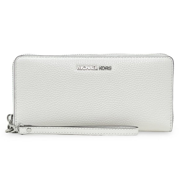 Michael Kors Women's Large Pebbled Leather Zip Around Continental Wallet (Optic White)
