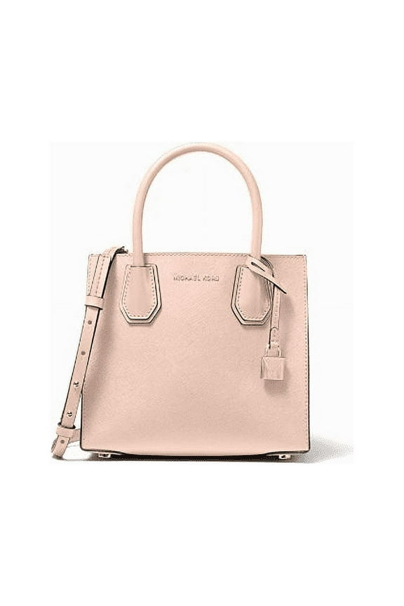 Women's Leather Zipper Messenger Crossbody Handbag, Soft Pink