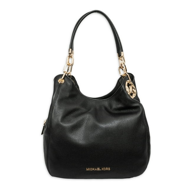 Michael Kors Women's Lillie Large Pebbled Leather Shoulder Bag - Black ...