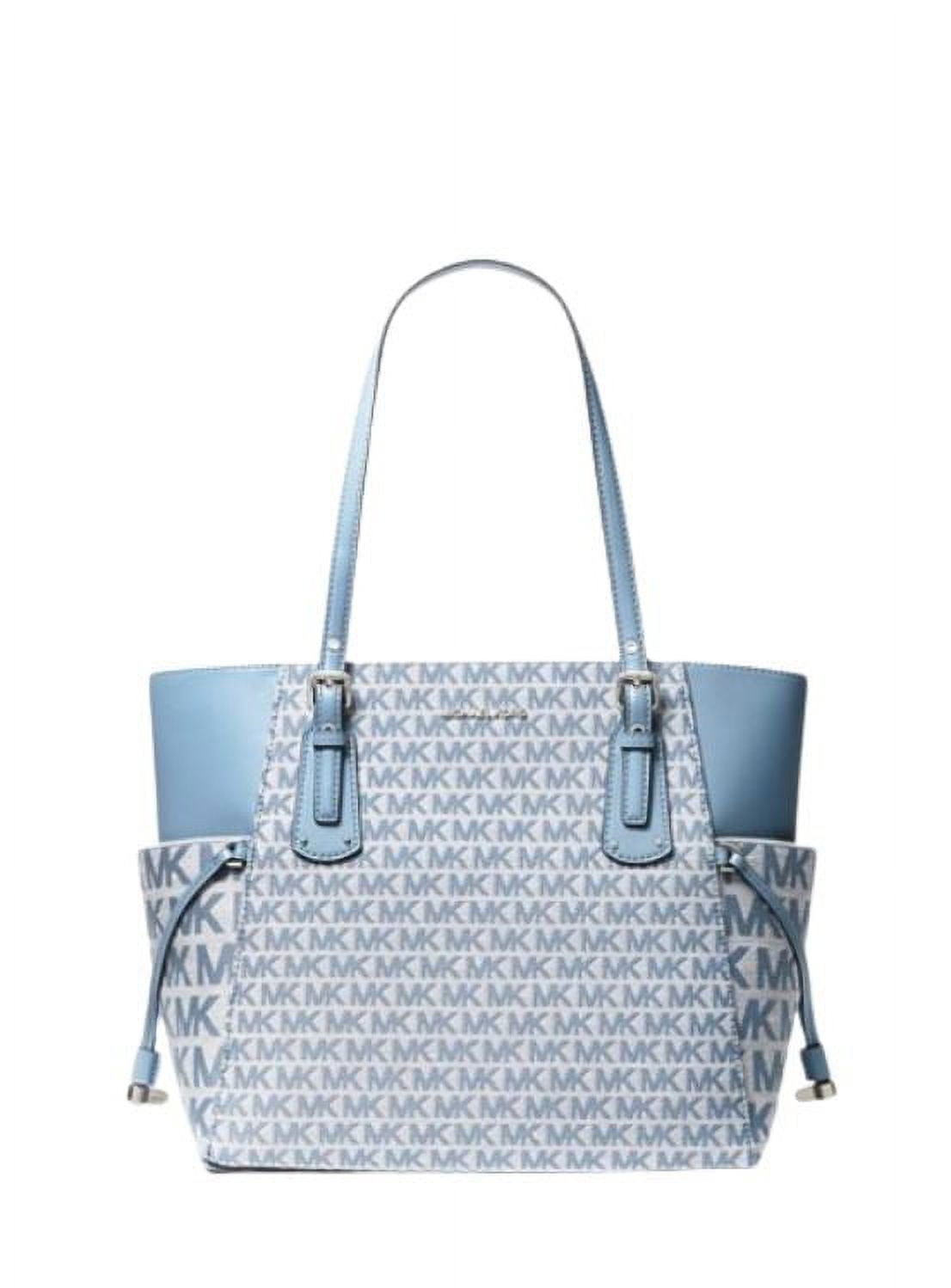 MICHAEL KORS 2way トートバッグ ライトブルー Michael Kors Womens Large Top Zip Voyager East/West Tote Handbag