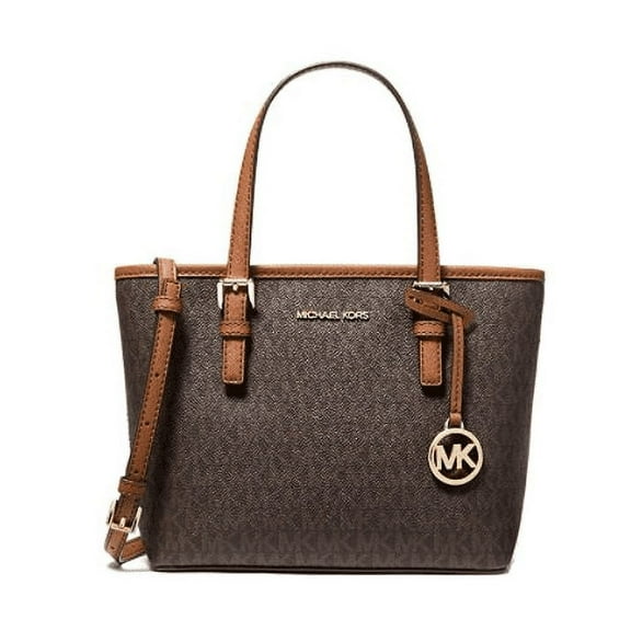 Michael Kors Women's Logo Print Canvas Top Zip Tote Bag Convertible Carryall