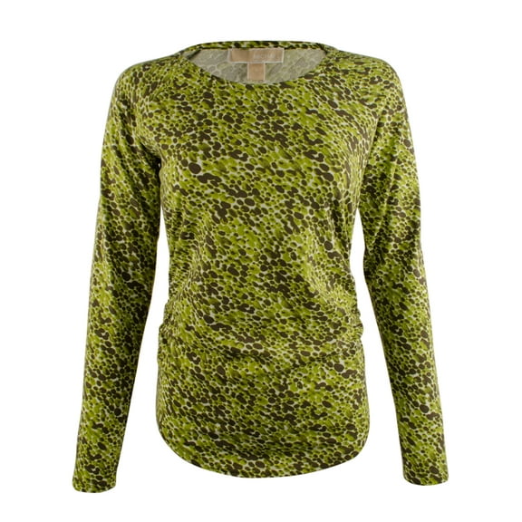Michael Kors Women's Long Sleeve Shirred Printed Top