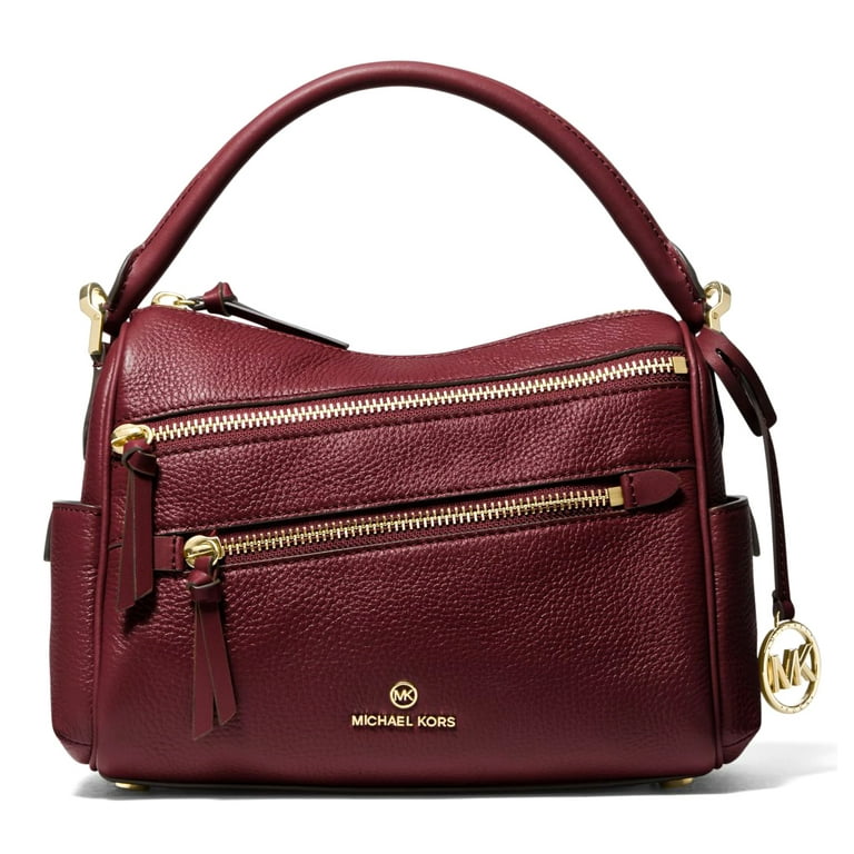 Michael Kors Women s Lorimer Medium Pebbled Leather Top Zip Satchel Dark Berry