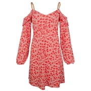 Michael Kors Womens Lydia Floral Print Cold Shoulder Chain Strap Dress-W-XS