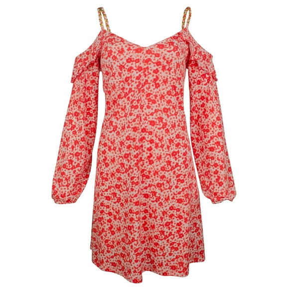 Michael Kors Women's Lydia Floral Print Cold Shoulder Chain Strap Dress-W-XS