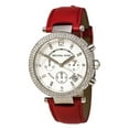 thumbnail image 1 of Michael Kors Women's MK2278 Parker Chronograph Silver Dial Pink Leather Strap Watch, 1 of 4