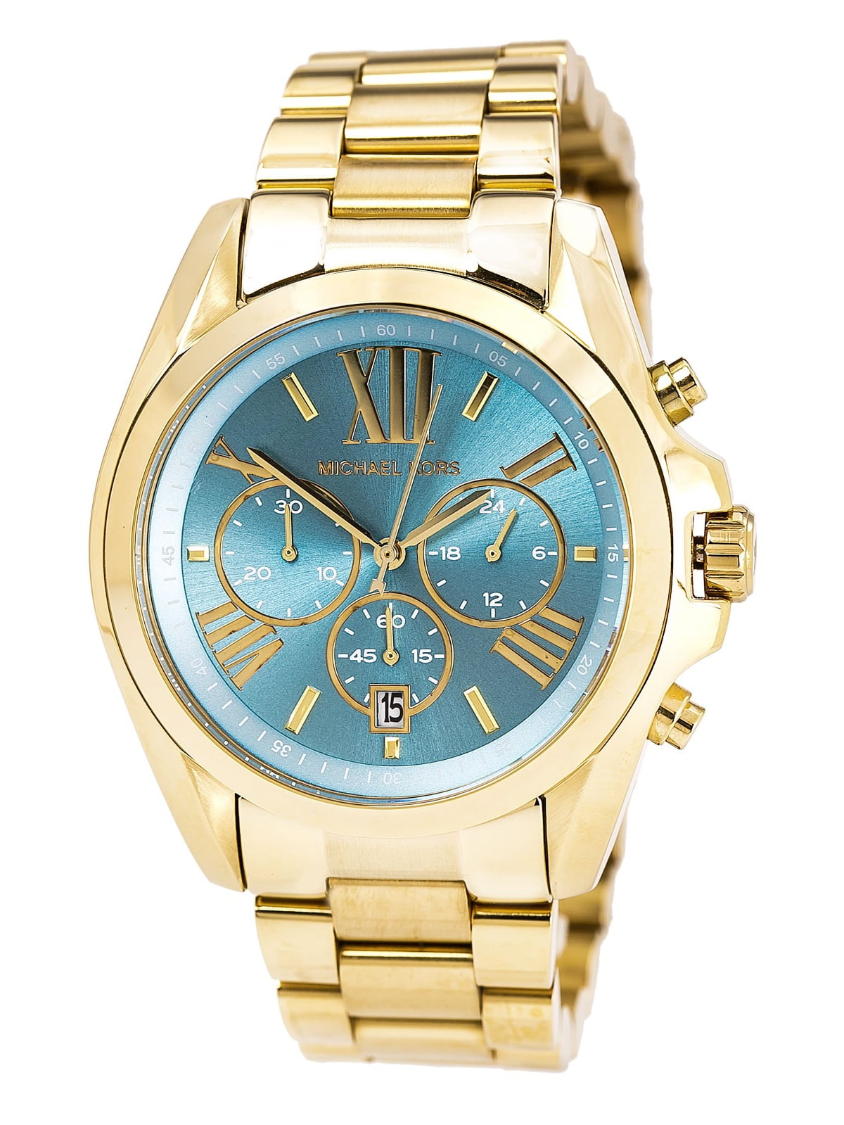 Michael Kors ゴールド アナログ腕時計 Michael Kors Women's MK5975 Bradshaw Turquoise Dial Yellow