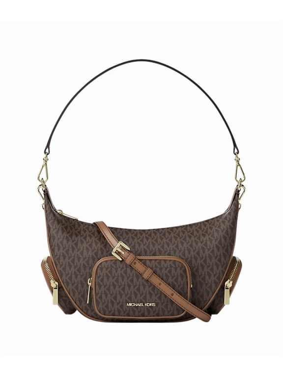 Womens Merritt Medium Signature Logo Convertible Shoulder Bag, Gold-Tone Hardware