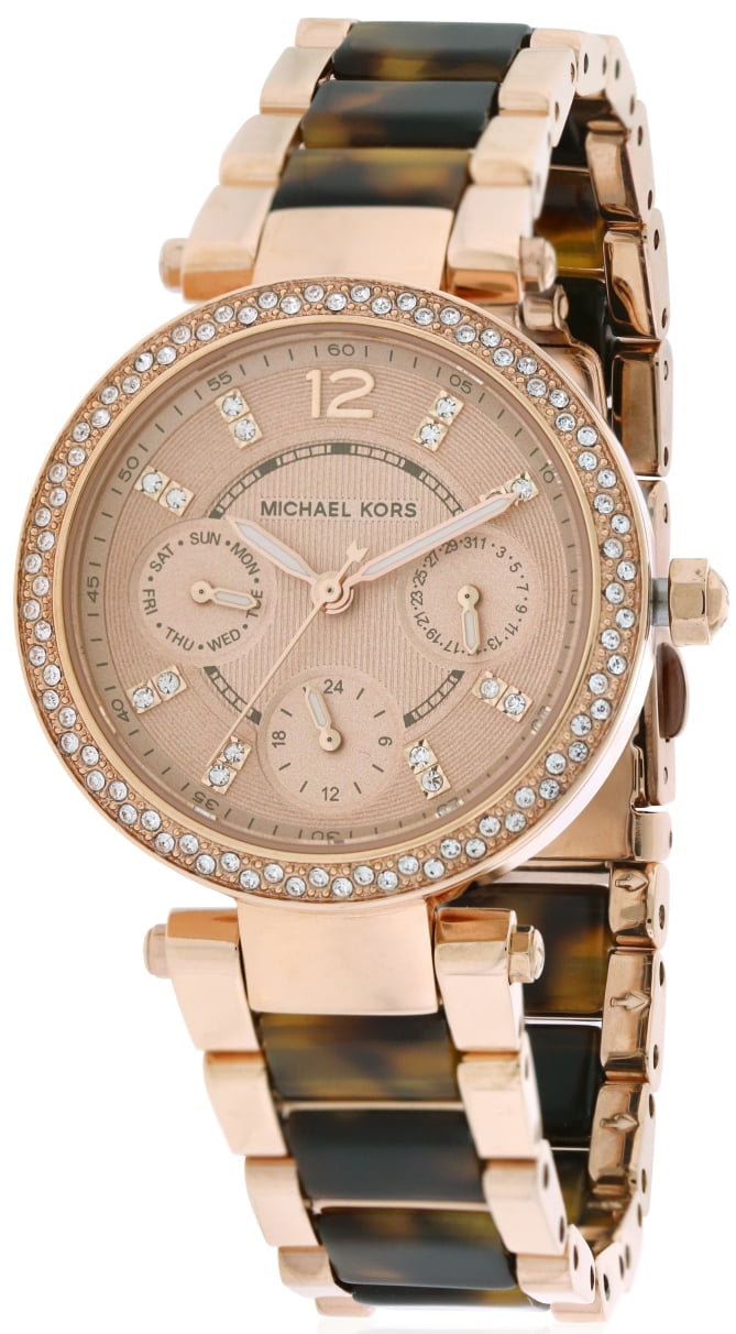 Michael Kors Women's Mini Parker Tortoise Acetate and Rose Gold-Tone Watch, MK5841