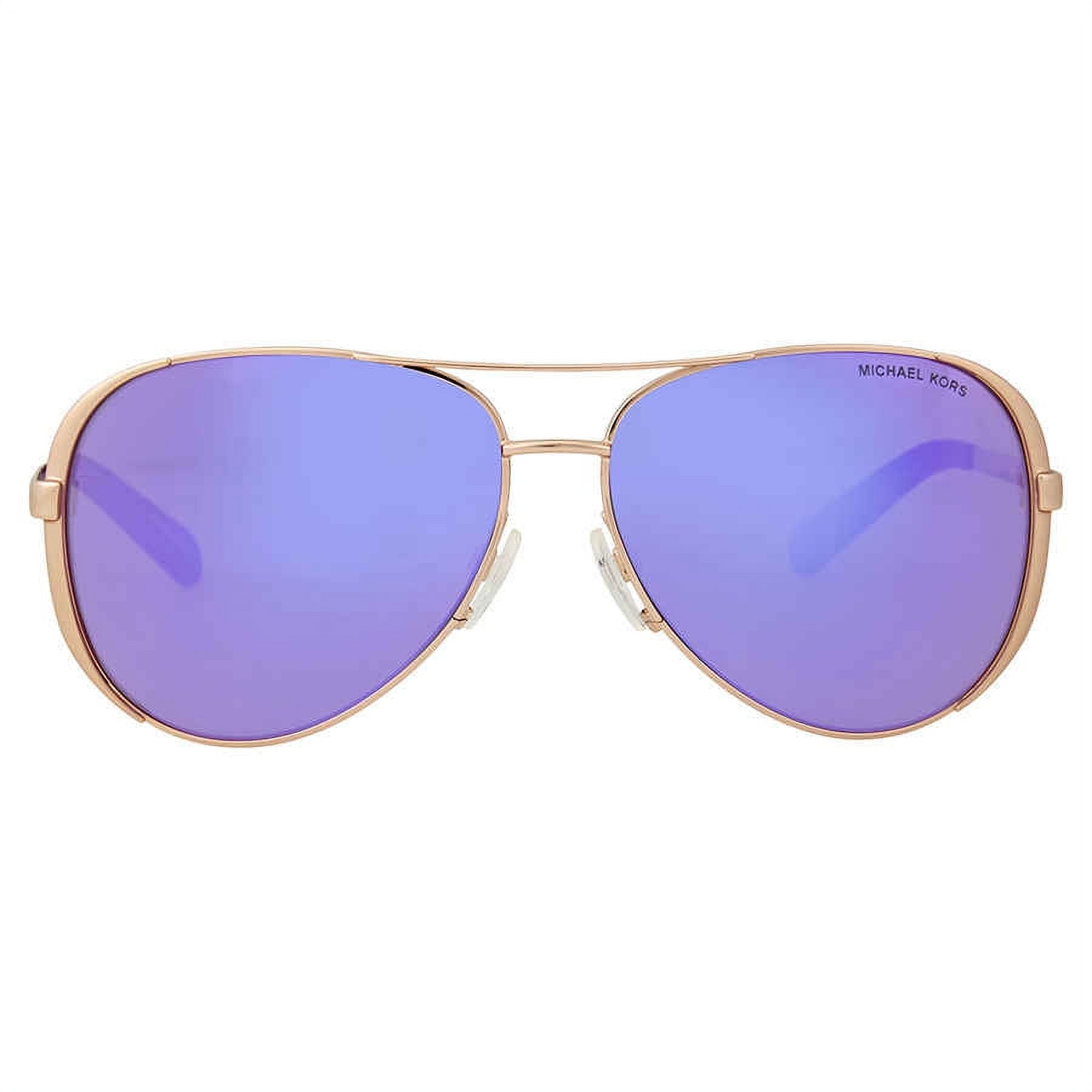 Michael Kors Women\'s Mirrored Chelsea MK5004-10034V-59 Rose Gold Aviator  Sunglasses