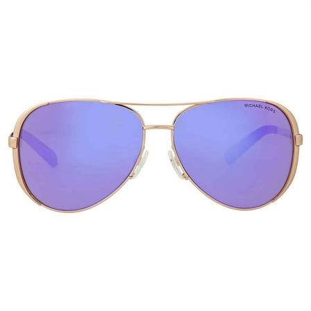 Michael Kors Women's Mirrored Chelsea MK5004-10034V-59 Rose Gold Aviator Sunglasses