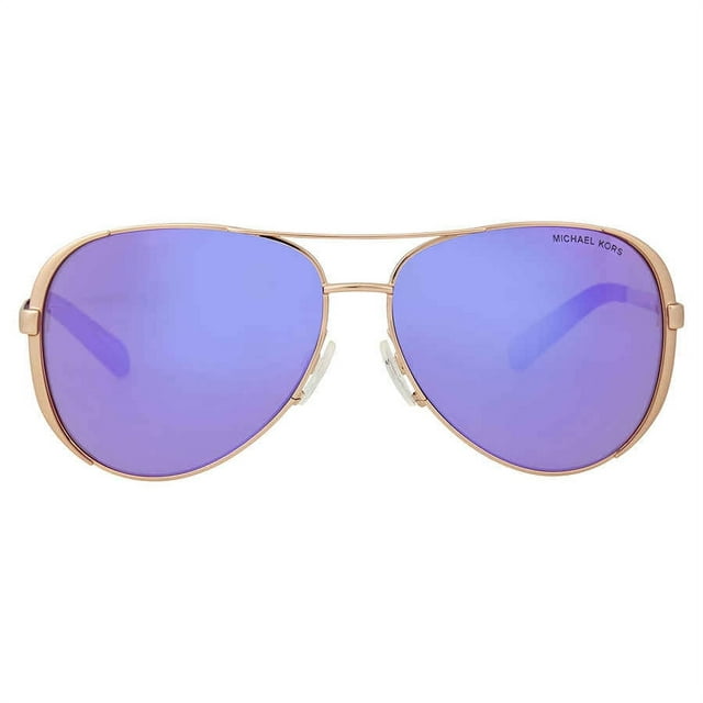 Michael Kors Women's Mirrored Chelsea MK5004-10034V-59 Rose Gold Aviator Sunglasses