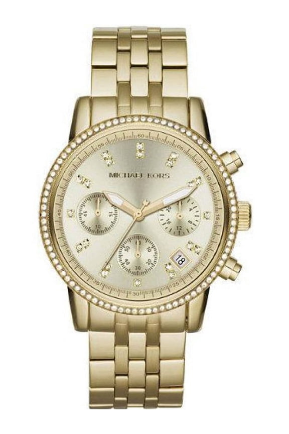 Women's NEW (MK5698) GOLD RUNWAY CHRONOGRAPH STAINLESS STEEL WATCH