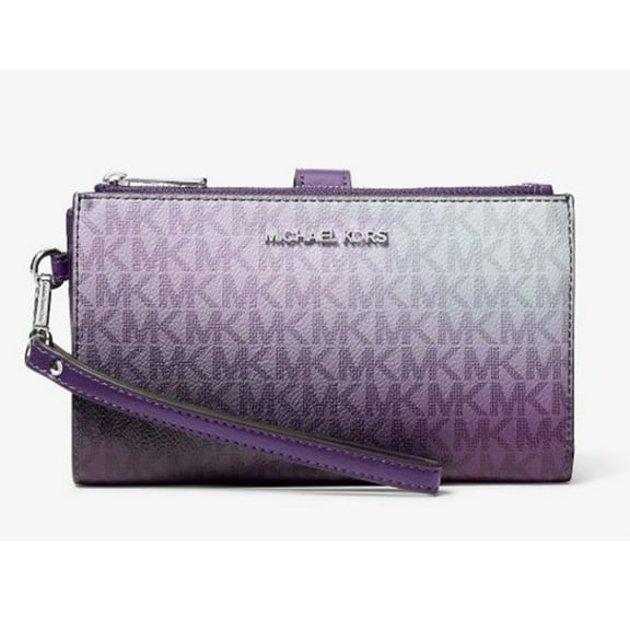 Michael Kors Women's Jet Set Large Ombré Signature Logo Wristlet Wallet (Dark Purple Multi)