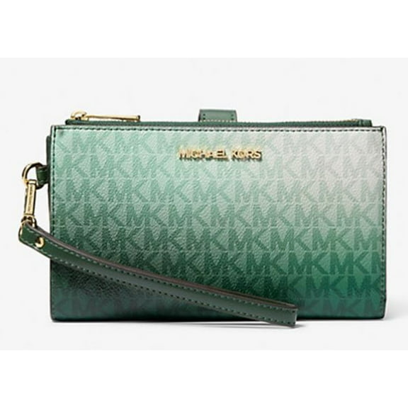 Michael Kors Women's Outlet Jet Set Large Ombré Signature Logo Wristlet 35R6GTVW3B-Moss