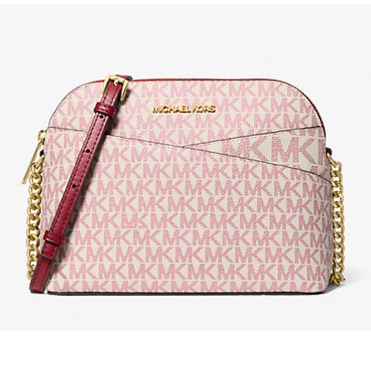 MICHAEL KORS Women's Outlet Jet Set Travel Medium Signature Logo Dome Crossbody Bag 35F5GTVC8I-Cherr