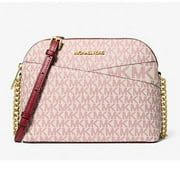 Michael Kors Womens Outlet Jet Set Travel Medium Signature Logo Dome Crossbody Bag 35F5GTVC8I-Cherr