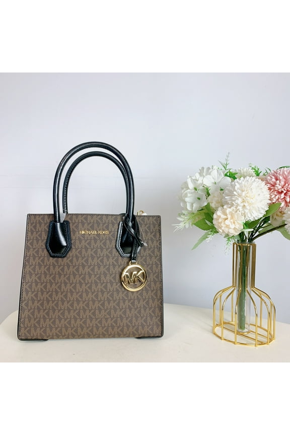 Women's PVC Leather Crossbody Messenger Bag, Brown Black