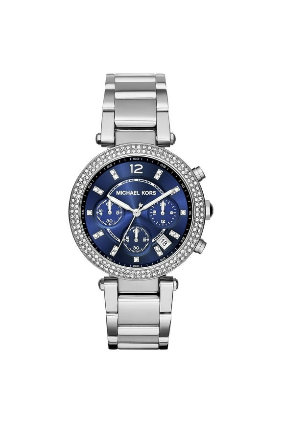 Women's Parker Chronograph Navy Dial Stainless Steel Watch MK6117