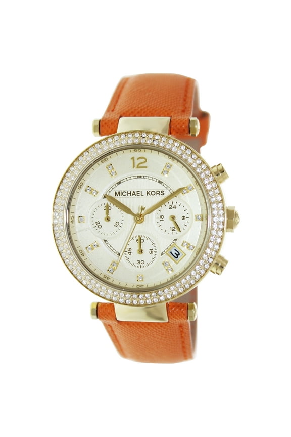 Women's Parker MK2279 Orange Leather Quartz Fashion Watch