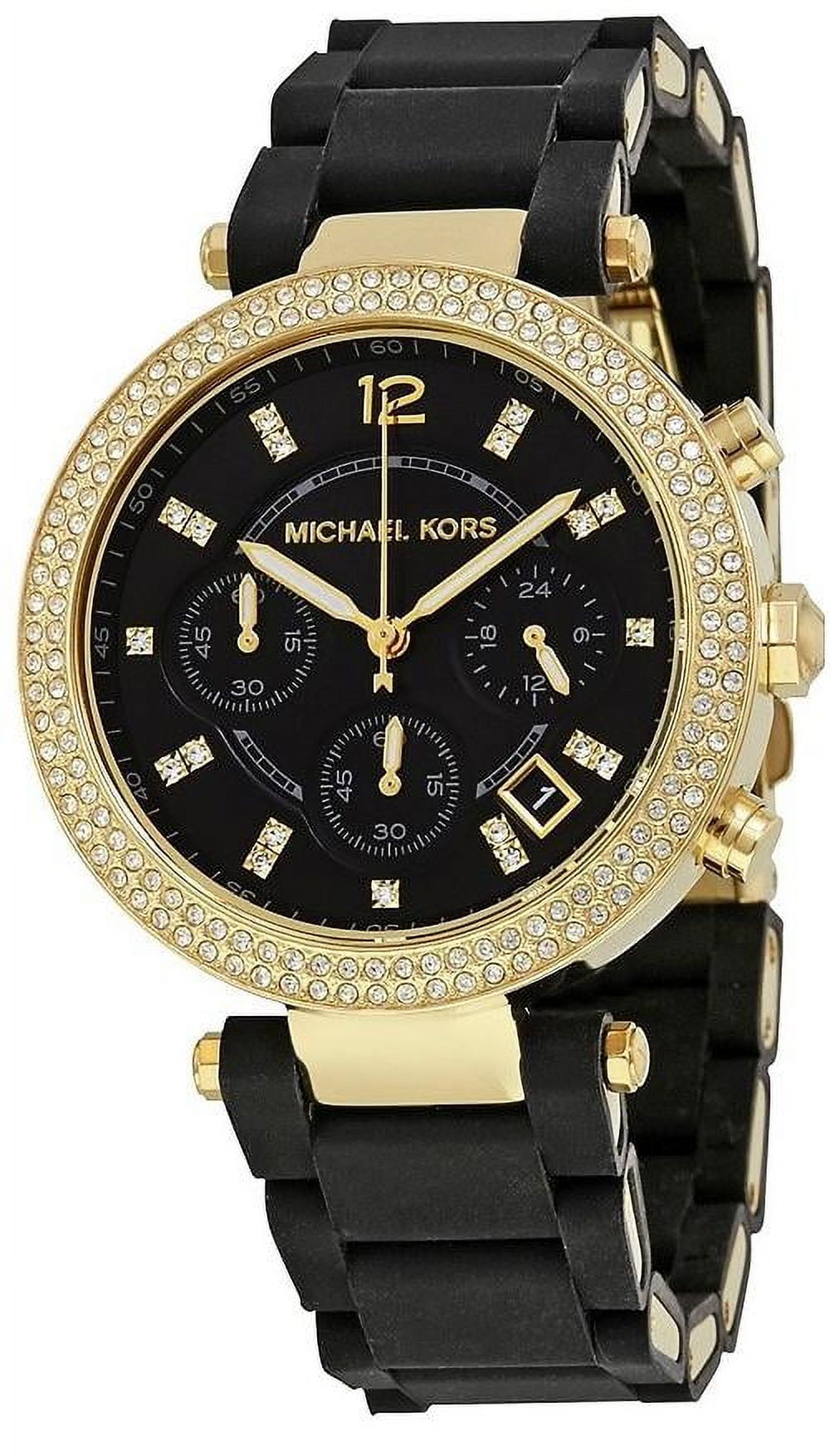 腕時計 Michael Kors ラバーウォッチ ブラック黒シリコン　ゴールド Michael Kors Women's Parker Silicone Chronograph Watch