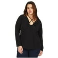 thumbnail image 1 of Michael Kors Womens Chain Neck Pullover Blouse, Black, Plus Size, 3X, 1 of 4