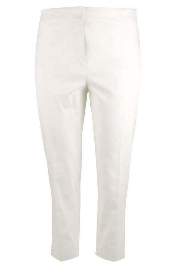 Women's Plus Size Stretch Capri Cropped Slit Hem Pants Wht 22W