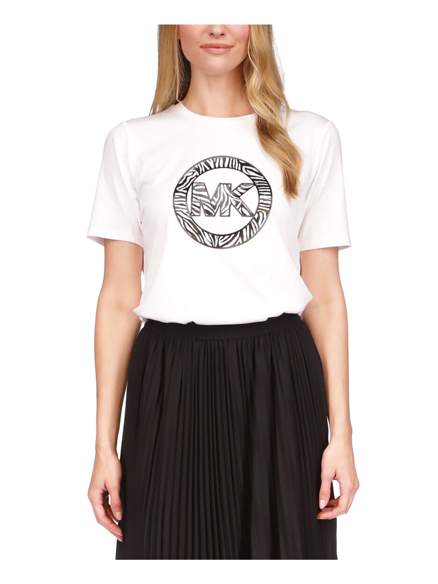 MICHAEL MICHAEL KORS Womens White Logo Graphic Short Sleeve Crew Neck T Shirt M